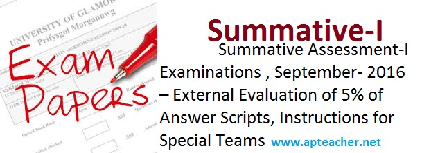 SA-I Instructions for Special Teams, External Evaluation of 5% of Answer Scripts, Five percent of answer scripts  of Summative-I Evaluated by the Special Team  