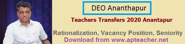 DEO Ananthapuramu rationalization list and Vacancy Position of SGT, SA, LFL, LP, Gr-II HM, PET Teachers, Teachers Transfers Seniority, Gr.II Head Master seniority  > 