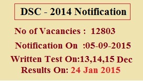DSC-2014 notification to fill  12803 vacancies across the Andhra Pradesh state