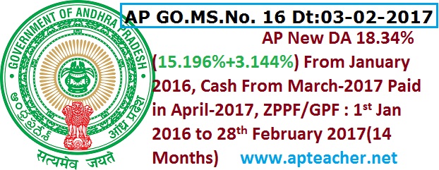 AP Go.16 New DA 18.34%(15.196%+3.144%) Cash from Mar-2017