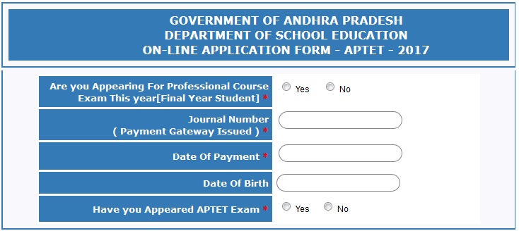 APTET Apply online, Steps to Apply Online, Mode of Fee Payment  @ aptet.apcfss.in   