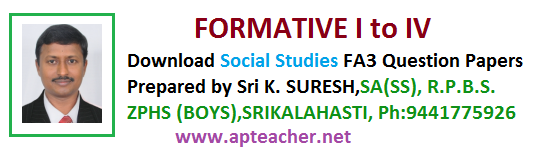 Download FA-III Social Studies  VI to X Class Question Papers 2016 AP & TS , FA-III Social Studies Question Papers By P V Ramesh SA(Social Studies) ZPHS, Urandur, Srikalahasti  