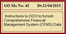 GO 45  Instructions DDO and HOD to furnish Comprehensive Financial Management System (CFMS),
          GO 45 Seamless and Dynamic Interface with all Stakeholders 