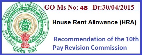 AP HRA GO 48 House Rent Allowance (HRA) AP PRC 2015, GO 48 Dt:30/04/2015 House Rent Allowance (HRA), RPS 2015    