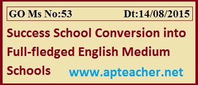 AP Go 53  Success Schools Conversion into English Medium Schools 6th to 10th Classess, 
     GO 53 Conversion of Success Schools into full–fledged English Medium Schools   