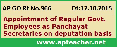 Go 966 AP Govt Employees as Panchayat Secretaries, Go 966 Govt Employees as Panchayat Secretaries on Deputation  