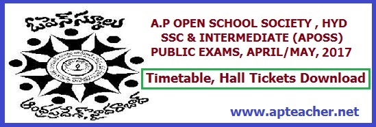 APOSS Public Exams April/May 2015, Timetable, Hall Ticket,  APOSS SSC, Inter Public Exams Timetable, Hall Tickets  