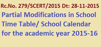 AP Rc 279 Partial Modified Time Table Work Distribution in  Schools , AP Rc 279 Partial Modified Time Table Work Distribution in  Schools  