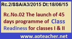 Rc.No.2 Class Readiness 45 Days  Programme  for II to X Class, Rc.2 AP Class Readiness Readiness Programme from 22nd June  to 5th August 2015 