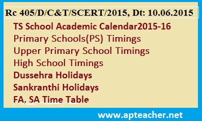 Rc 405 TS PS, UP, HS School Academic Calendar Timetable, Periods, Rc No.405  Summative Assessment(SA), Formative Assessment(FA) Schedule