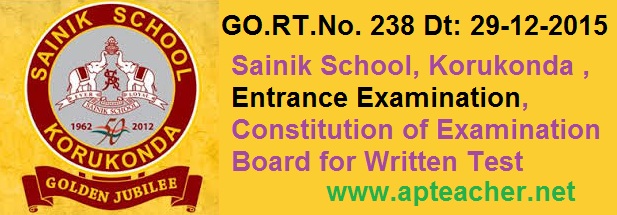 TS Go 238 Sainik School, Korukonda , Entrance Examination Constitution of
Exam Board , Constitution of Sainik School Entrance Examination Board for Written Test   
