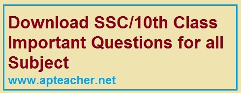 Download  SSC/10th Class Subject Wise Important Questions, Download  SSC/10th Class All Subject Important Questions   