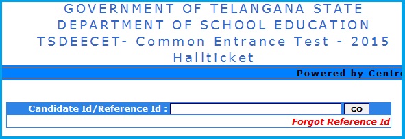 TS  DEECET 2015 Entrance Exam Hall Ticket Download , Telangana DIETCET Entrance Exam 2015 Hall Ticket   