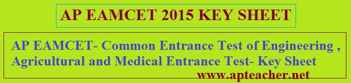 AP EAMCET 2015 Key Sheet