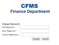 CFMS Login Page Change password, CFMS
