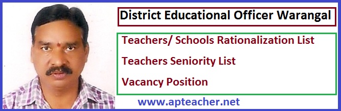 DEO Warangal Teachers Seniority, Vacancy, Rationalization List ,    