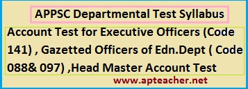 APPSC EO GO Test Syllabus, EO(141) Test, GO(88&97) Test, Head Mater Account Test Syllabus 