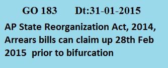 GO 183 regarding the arrear part claims FINANCE (Budget.II) DEPARTMENT  Dated: 31 -01 -2015