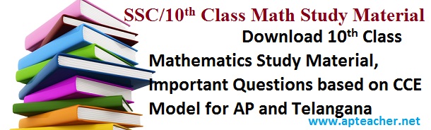 SSC/10th Class Mathematics Important Study Material Telugu/English Mediums, Important Mathematics SSC Study Material Telugu and English Mediums  