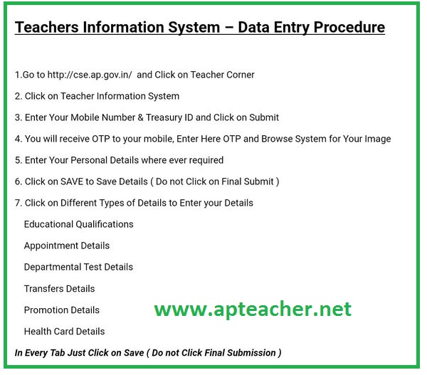 Update Teachers Information System @ cse.ap.gov.in