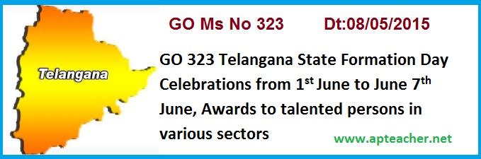 GO 323 Telangana State Formation Day Celebrations, Awards to Talented persons, TS GO 323 TS Formation Day Celebrations State Level Award Selection Committee constitution