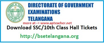 Telangana bse SSC,  10th Class Hall Ticket Download 