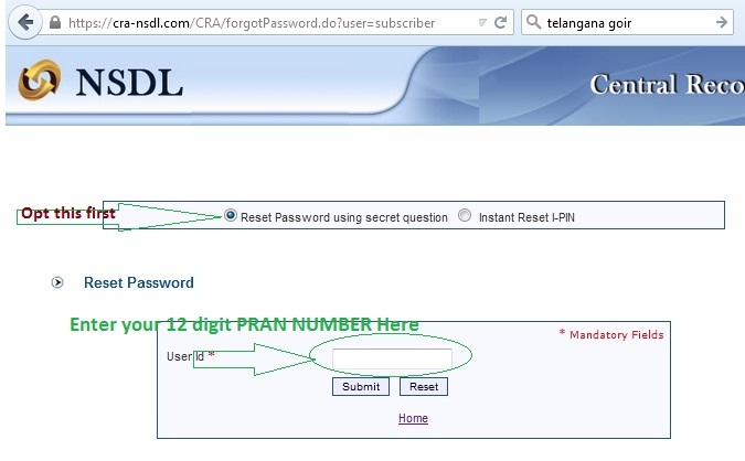  text field enter your 12 digit PRAN number