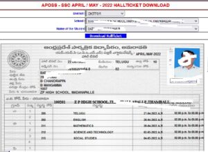 APOSS 10th Class/SSC Hall Ticket Download @ apopenschool.ap.gov.in