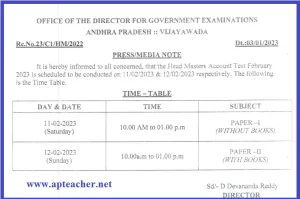 HM Account Test Schedule 2023