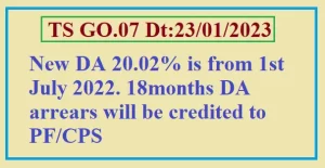 GO. 9 Telangana New DA 20.02% from July 2021