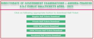 Download AP SSC/10th Class Hall Tickets April-2023 Public Examinations