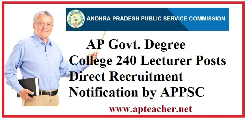 APPSC 240 Degree College Lecturers Notification for AP Govt. Degree Colleges