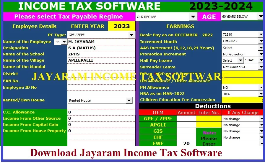 Jayaram Income Tax(IT) Software Download