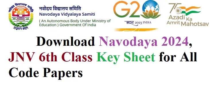 6th Class Navodaya Entrance Key Sheet 2024