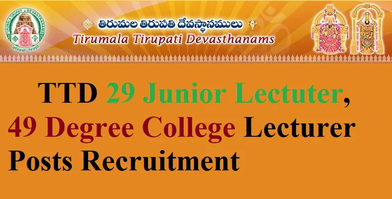 AP TTD Degree, Junior College Lecturer Recruitment Notification APPSC