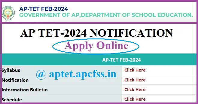 AP TET 2024 Notification aptet.apcfss.in