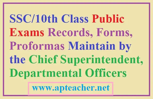 SSC, 10th Class Exam Center Forms, Records, Proformas