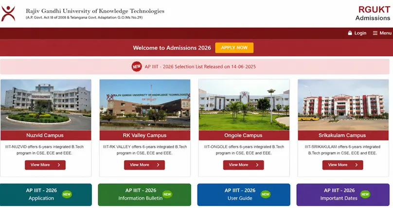 AP IIIT RGUKT Selection List 2026 Download, Call Letters