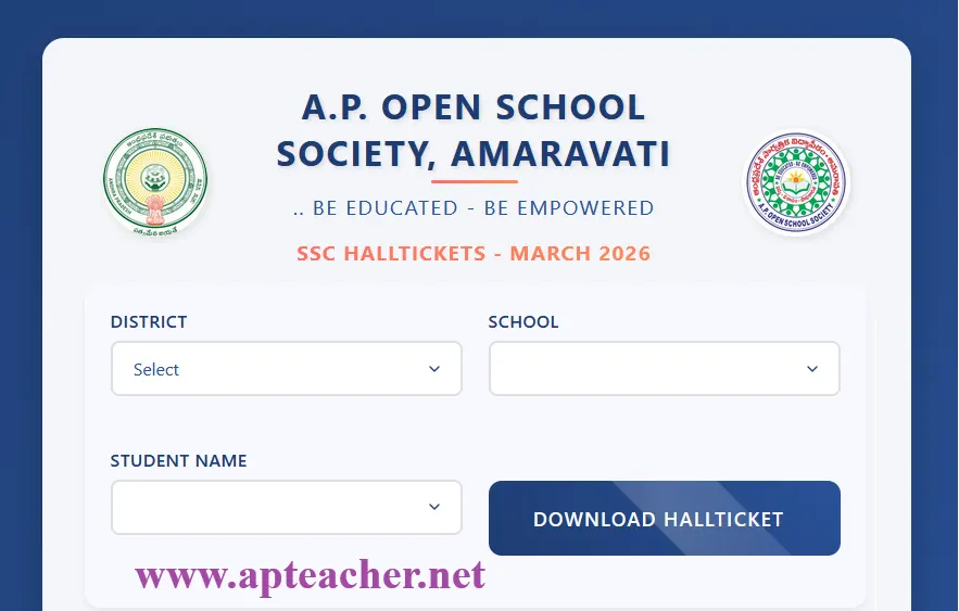 APOSS SSC/10th Class Hall Tickets Download