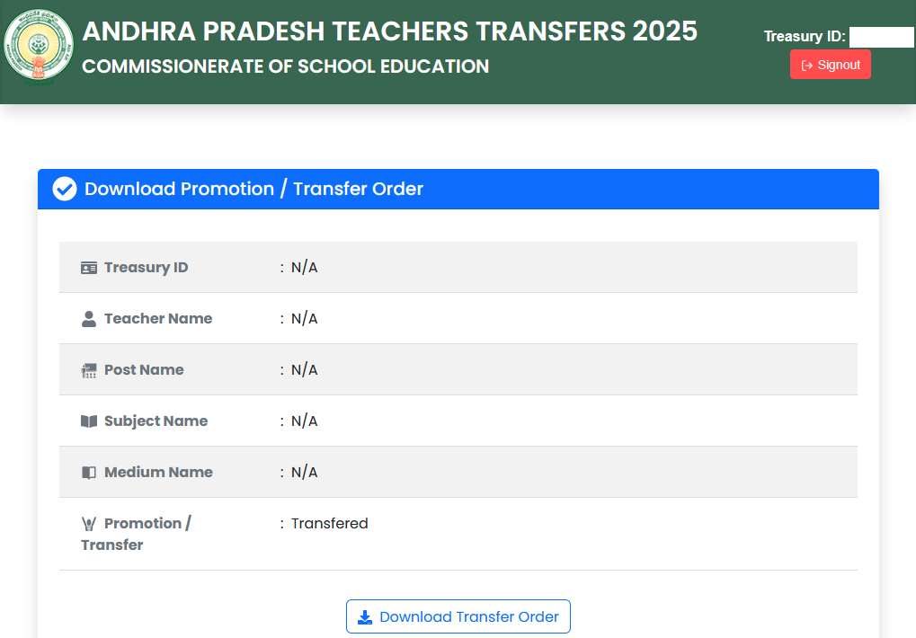 AP Teachers Transfer Orders 2025 Download – SA, SGT, LP, PET, HM Orders Released