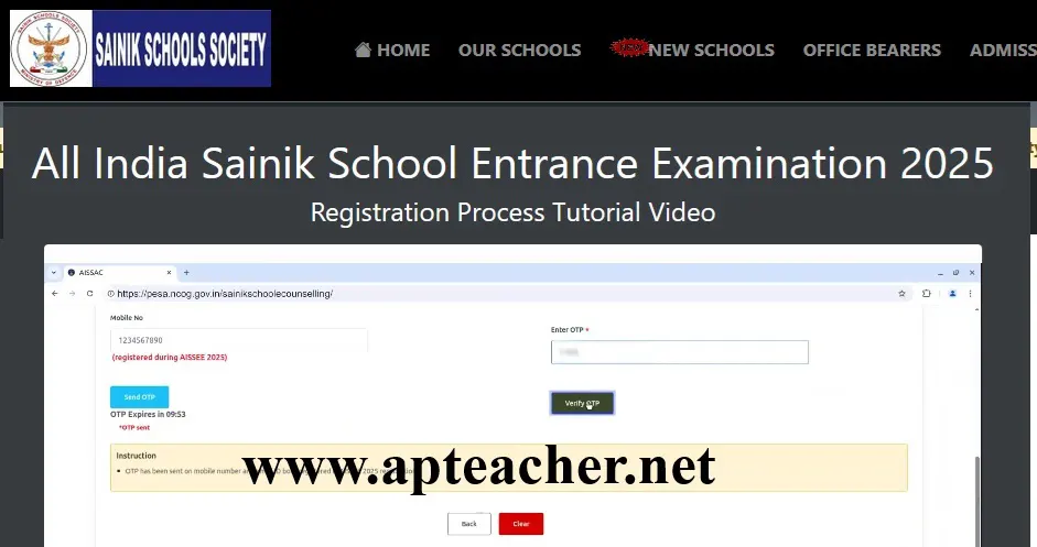 Sainik School Admissions AISSEE Notification, Eligibility & Online Application @ aissee.nta.nic.in