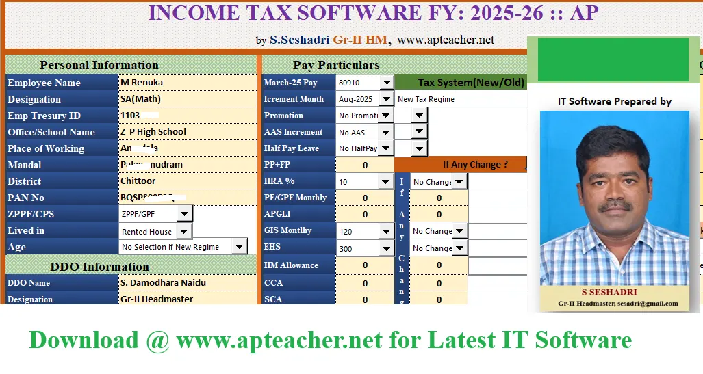 Download AP, Telangana Seshadri Income Tax Software FY 2025-26(AY 2026-27)