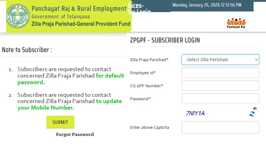 Annual ZPPF Slips Telangana(TG) @ tgprepanchayat.telangana.gov.in