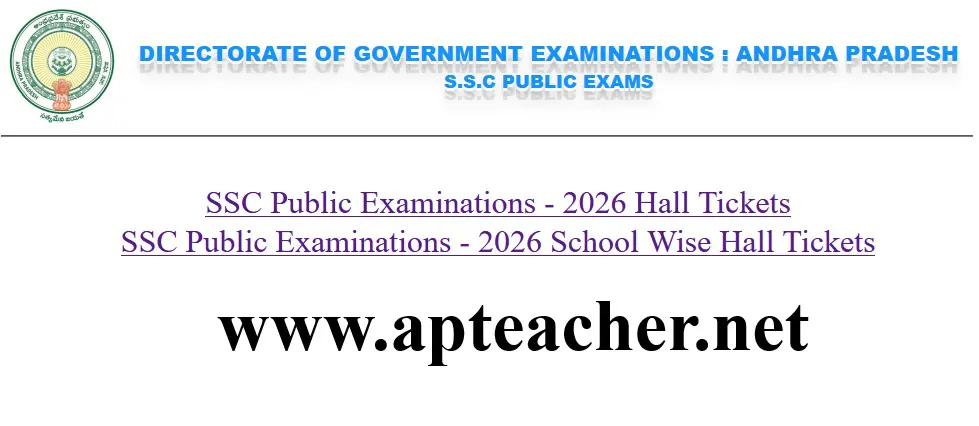 AP SSC/10th Class Public Examinations Hall Tickets(Out) March-2026