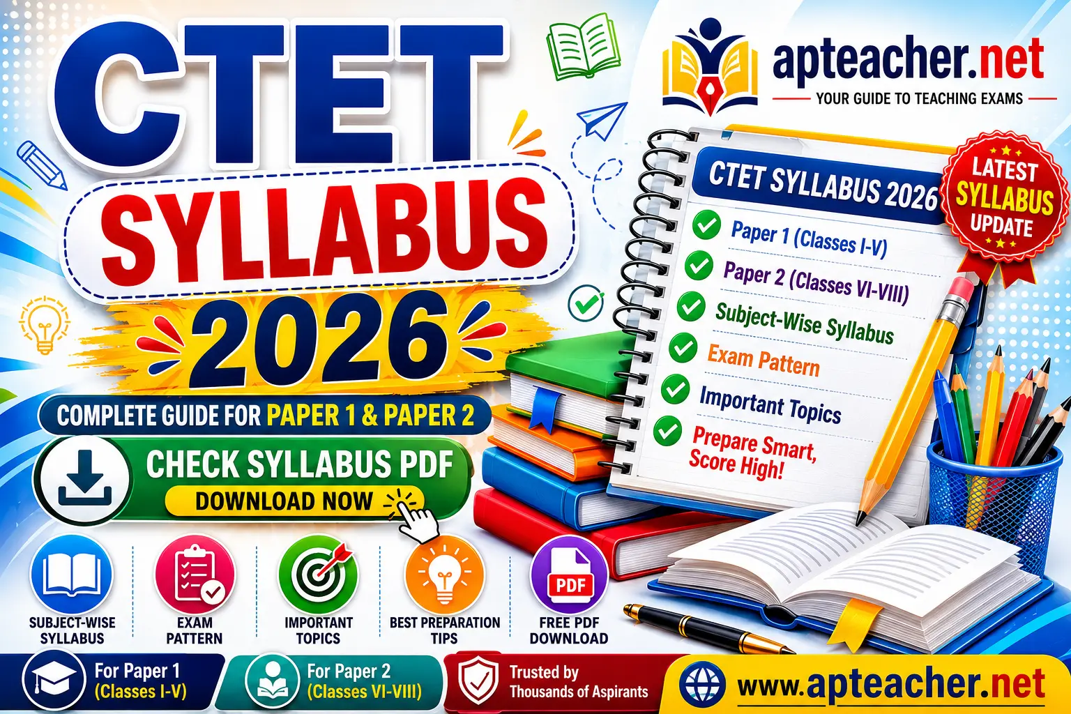 CTET Syllabus 2026 PDF Download: Paper 1 & Paper 2 Subject-Wise Syllabus