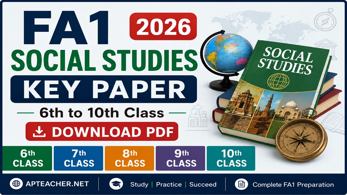 Download FA1 Social Studies Key Paper 6th to 10th Class PDF