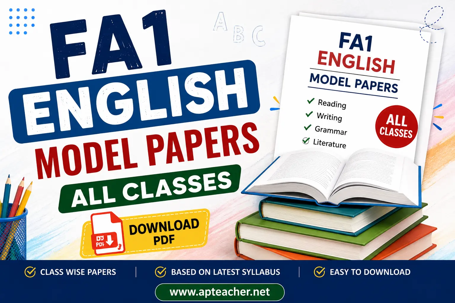 FA1 English Model Papers Download PDF All Classes 1st to 10th Class