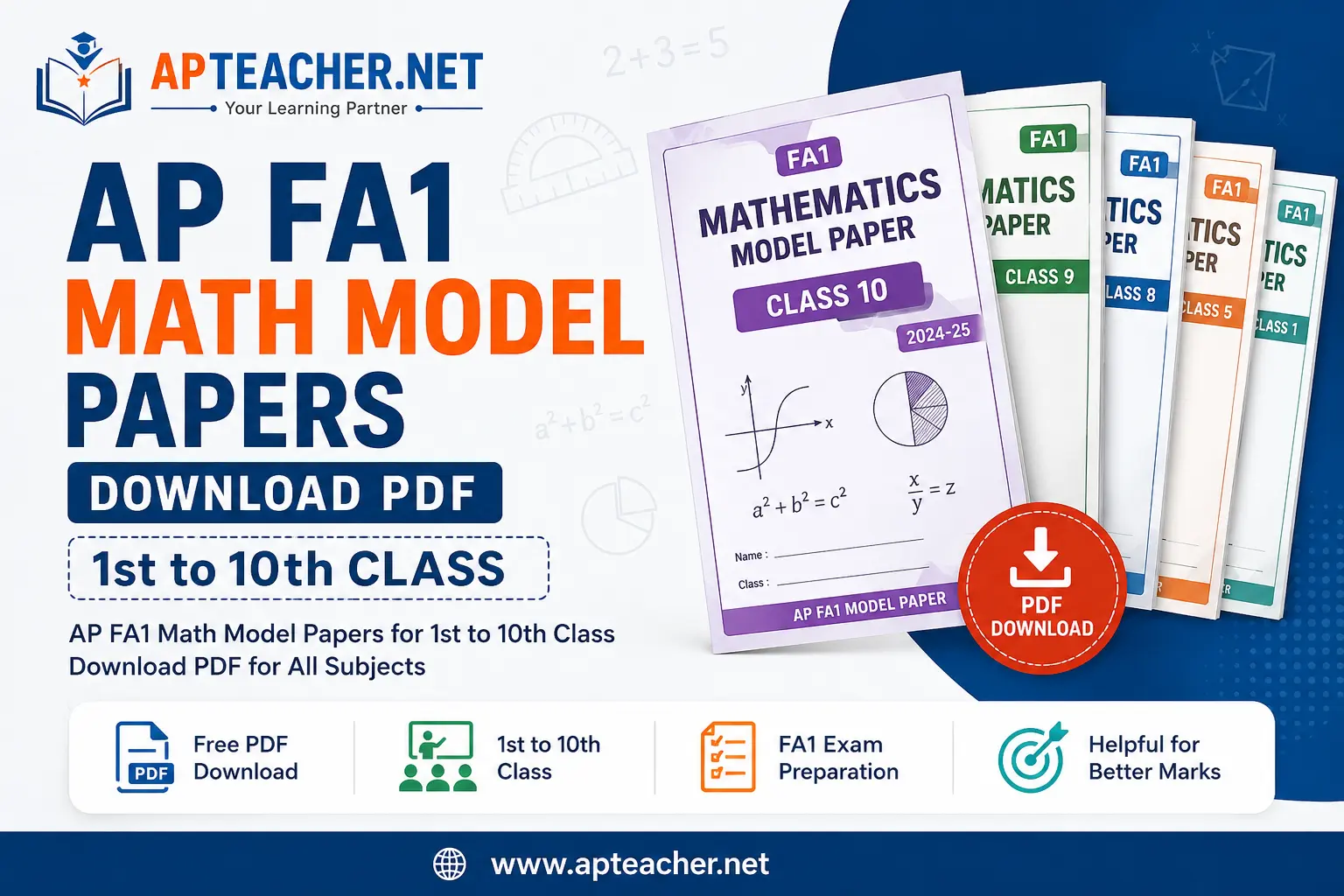 Download FA1 Math Question Papers PDF 1st to 10th Class