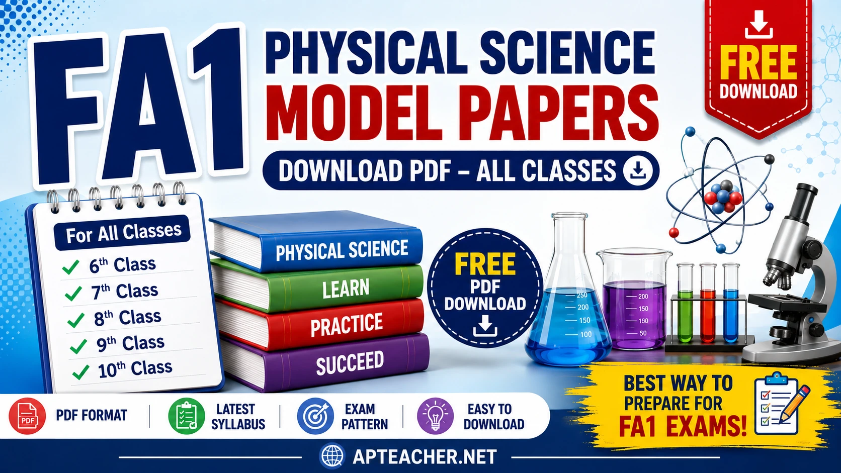 FA1 Physical Science(PS) Model Papers Download PDF All Classes 8th to 10th & 6th, 7th General Science