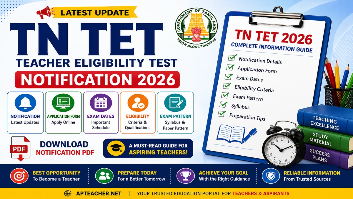 TNTET 2026: Notification, Application Form, Apply Online, Exam Schedule